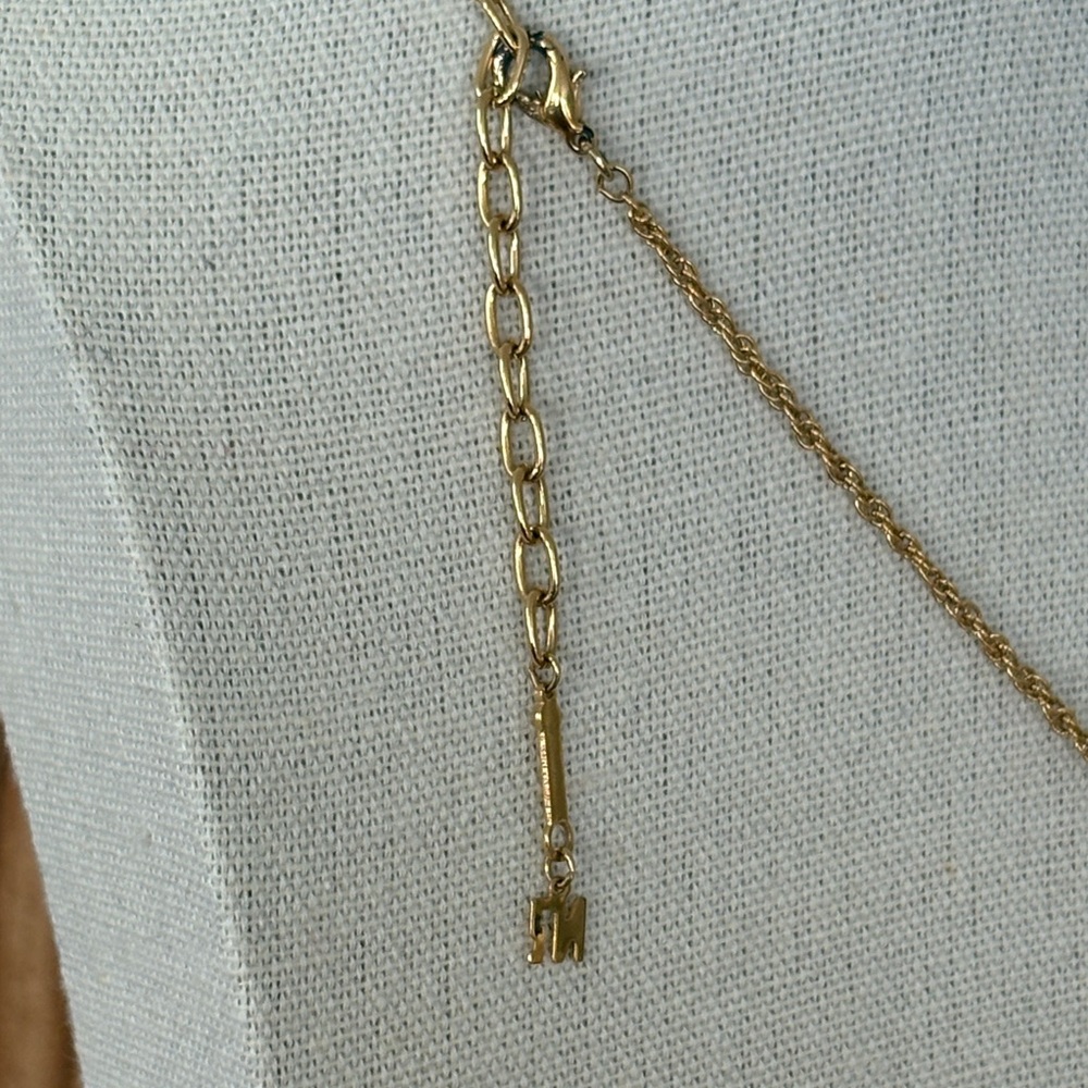 Nina Ricci Gold Plated Two Tone Heart Logo Pendant Necklace Rope Chain 15-17" - Picture 4 of 11